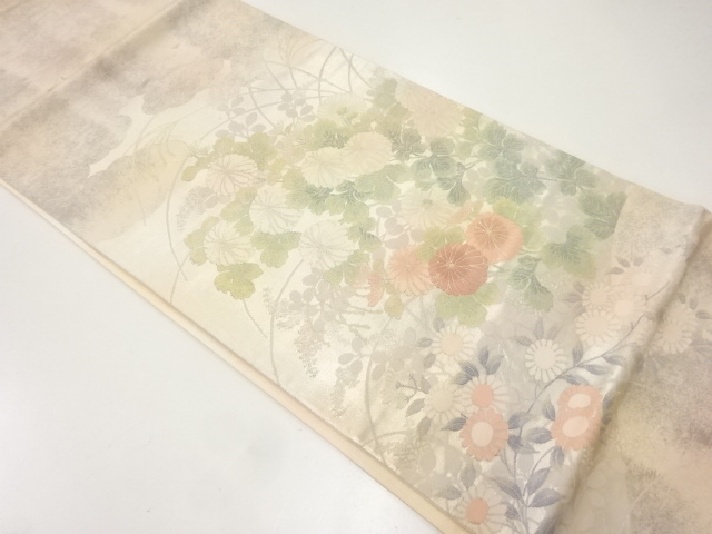 菊模様織出し袋帯